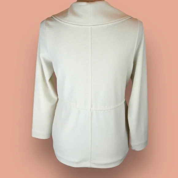 Banana Republic Petite Drape Front Knit Jacket, Oyster Color - Size XS - Picture 7 of 10